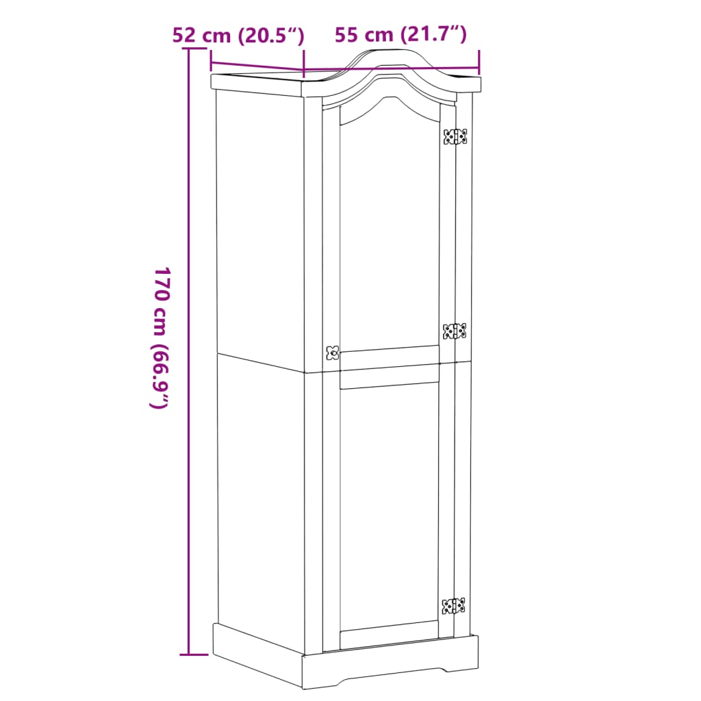 Ormar Corona 55 x 52 x 170 cm od masivne borovine
