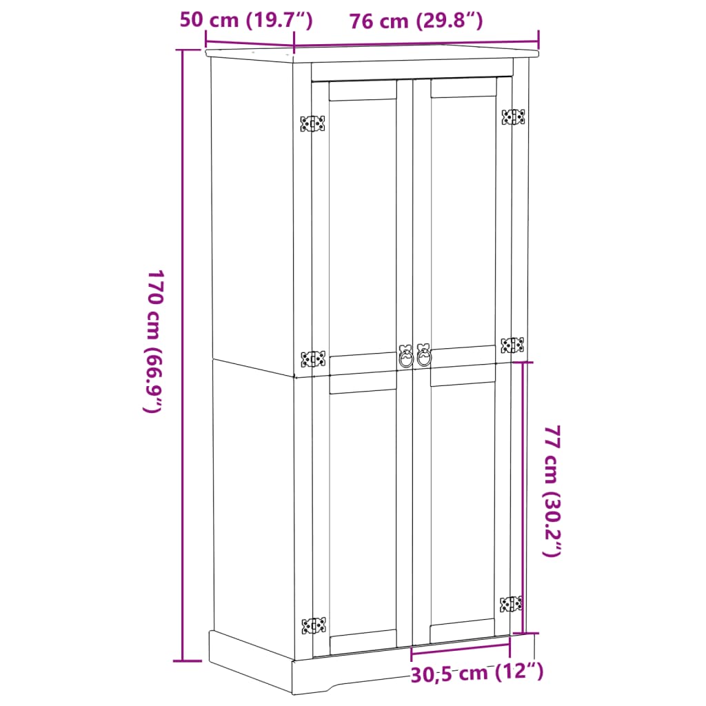 Ormar Corona 76 x 50 x 170 cm od masivne borovine