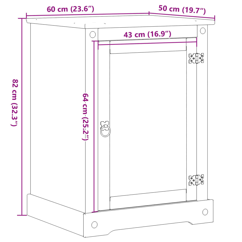 Ormarić za HiFi Corona 60 x 50 x 82 cm od masivne borovine