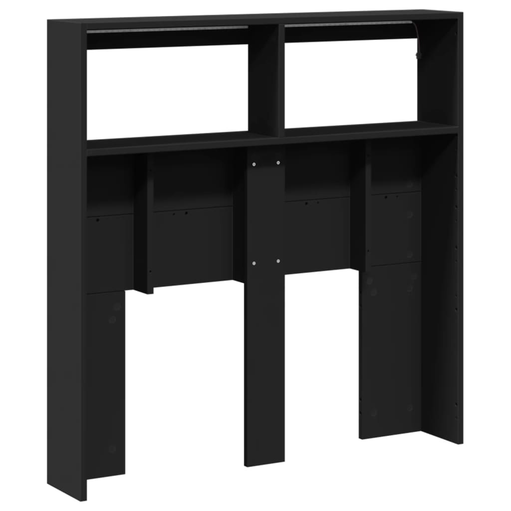 Ormarić za uzglavlje s LED svjetlima crni 100 x 17 x 102 cm