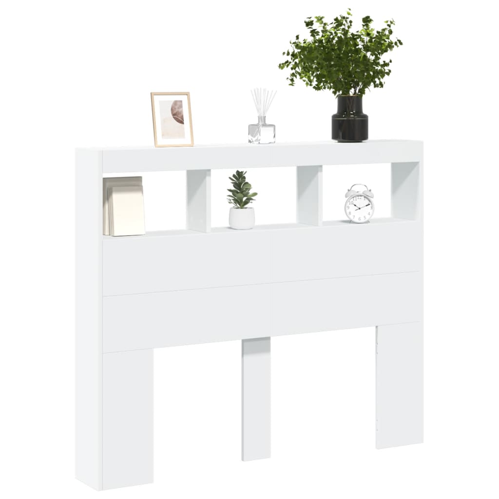 Ormarić za uzglavlje s LED svjetlima bijeli 120 x 17 x 102 cm