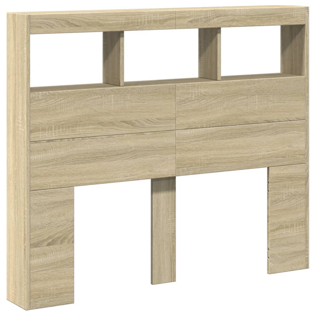 Ormarić za uzglavlje s LED svjetlima boja hrasta 120x17x102 cm