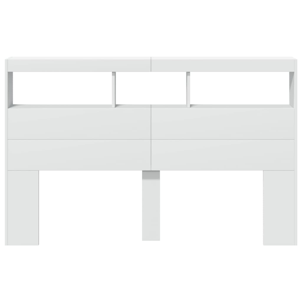 Ormarić za uzglavlje s LED svjetlima bijeli 160 x 17 x 102 cm