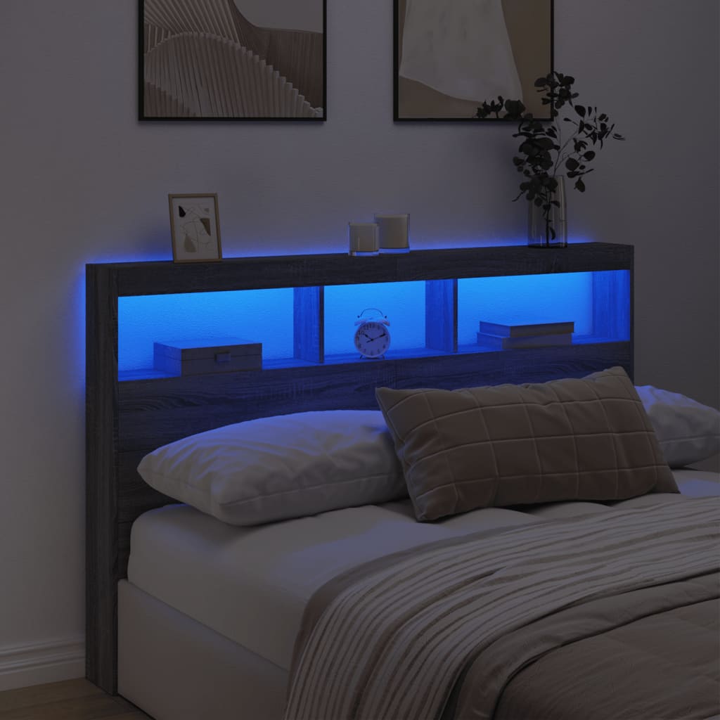 Ormarić za uzglavlje LED sivom sonomom 160x17x102 cm