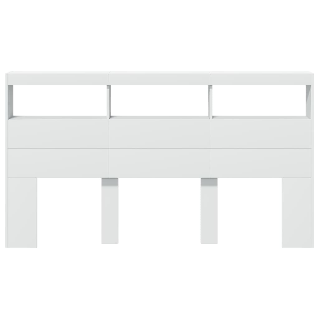 Ormarić za uzglavlje s LED svjetlima bijeli 180 x 17 x 102 cm