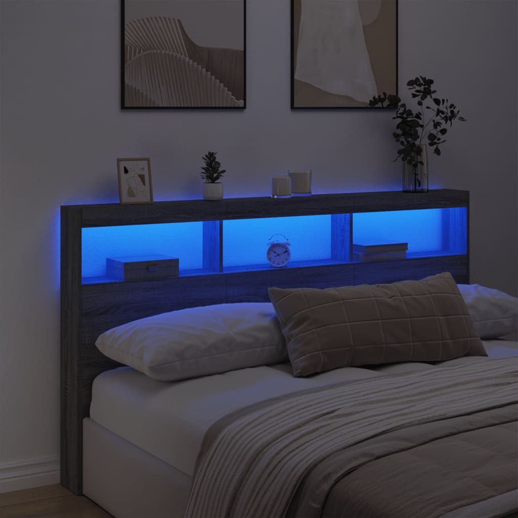 Ormarić za uzglavlje LED sivom sonomom 180x17x102 cm