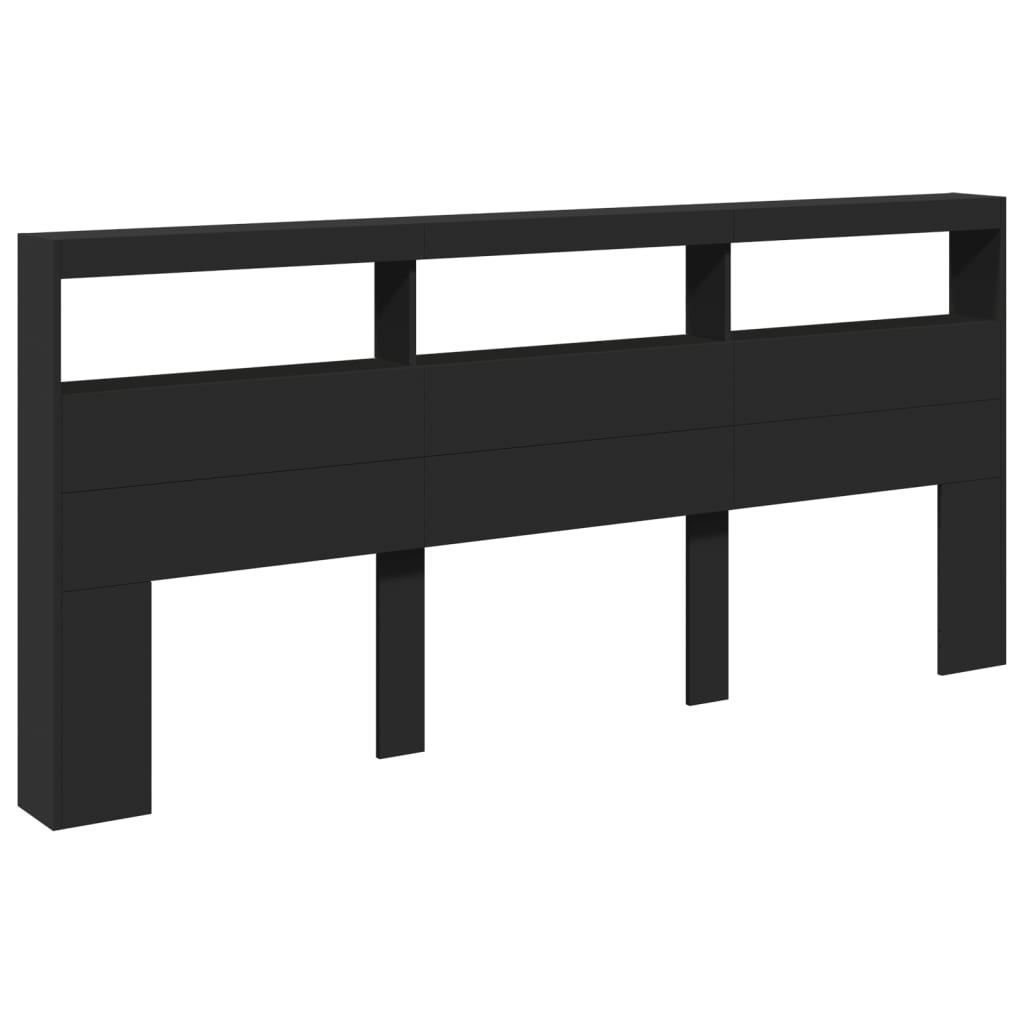 Ormarić za uzglavlje s LED svjetlima crni 220 x 17 x 102 cm