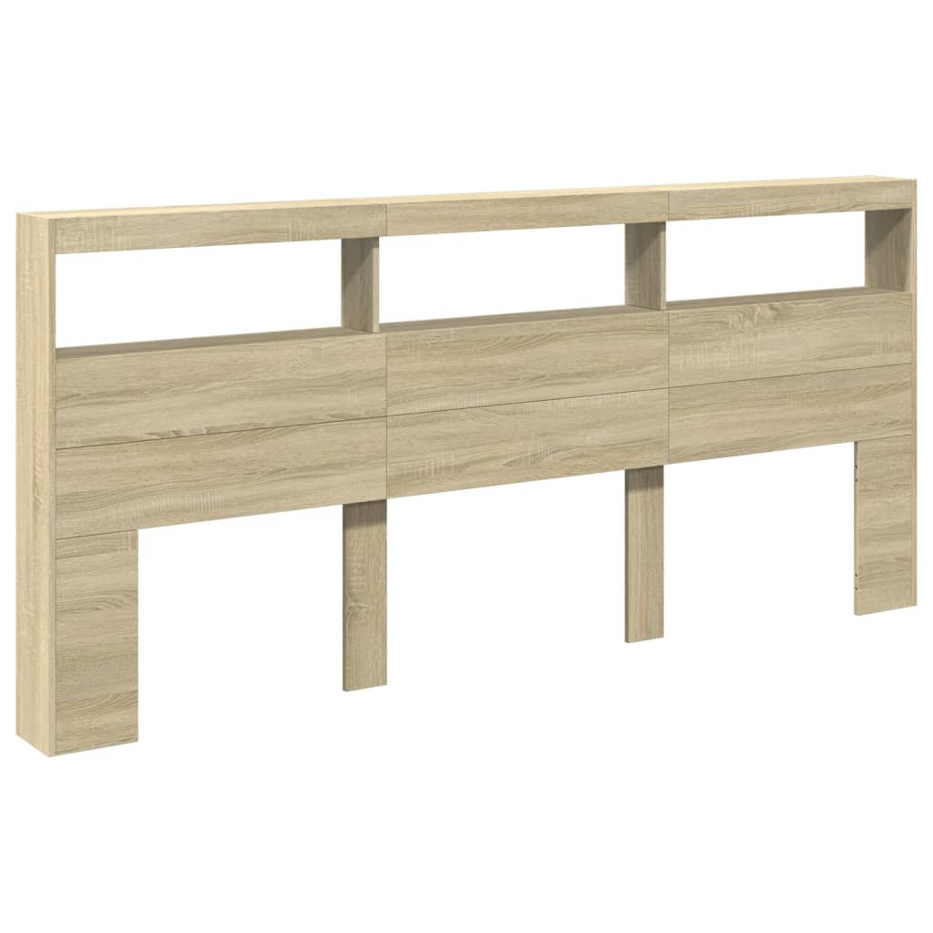 Ormarić za uzglavlje s LED svjetlima boja hrasta 220x17x102 cm