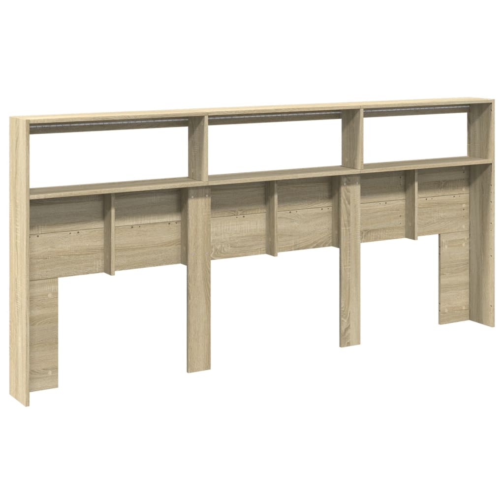 Ormarić za uzglavlje s LED svjetlima boja hrasta 220x17x102 cm
