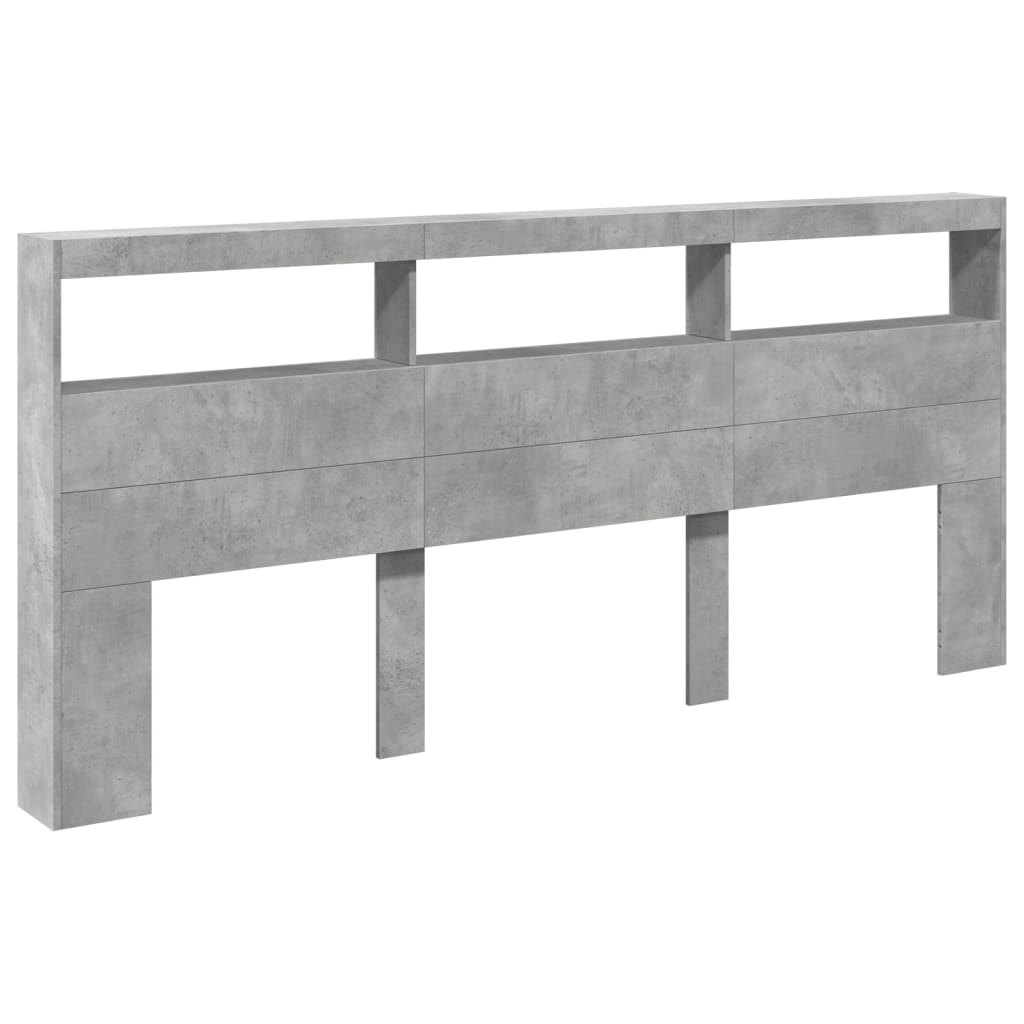 Ormarić za uzglavlje LED svjetlima boja betona 220x17x102 cm