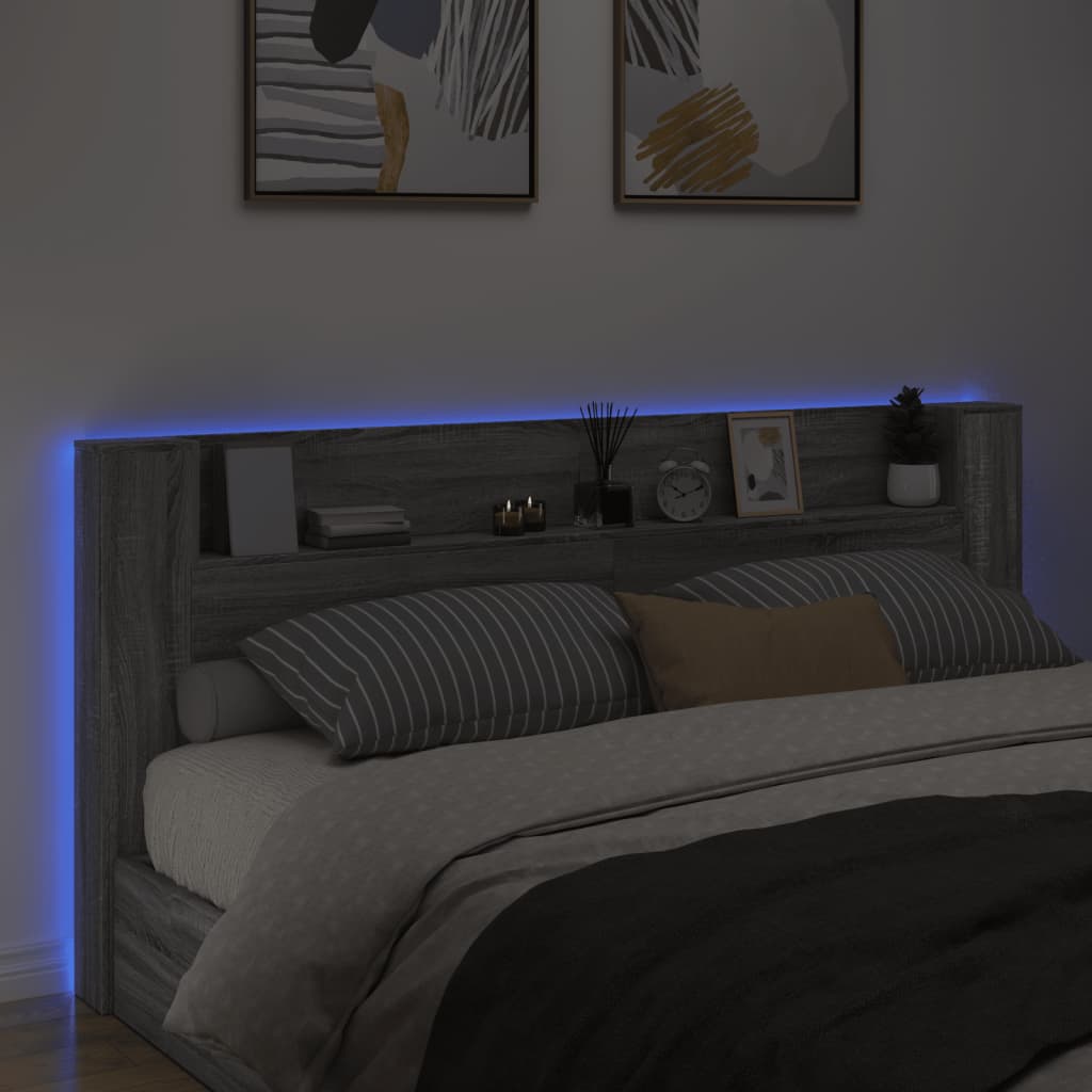 Ormarić za uzglavlje LED sivom sonomom 220x16,5x103,5 cm