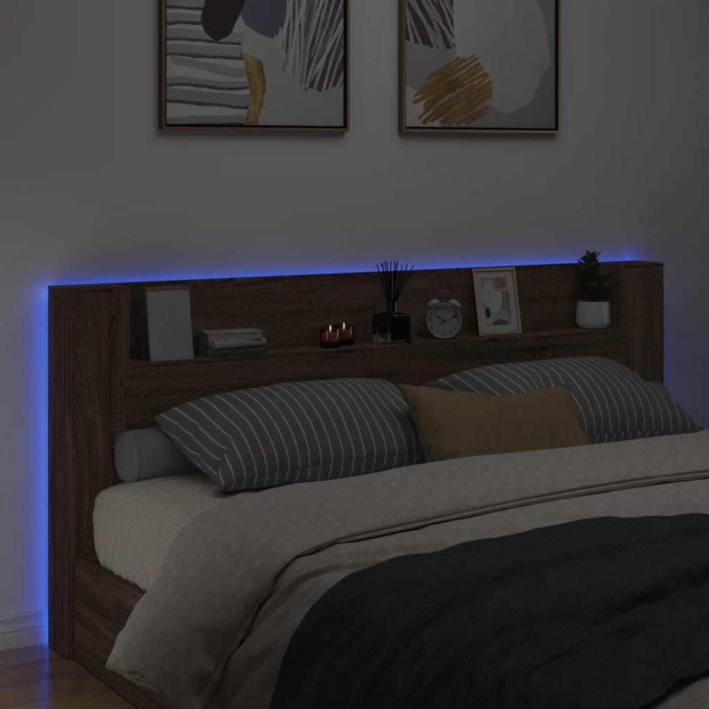 Ormarić za uzglavlje LED boja smeđeg hrasta 220x16,5x103,5 cm