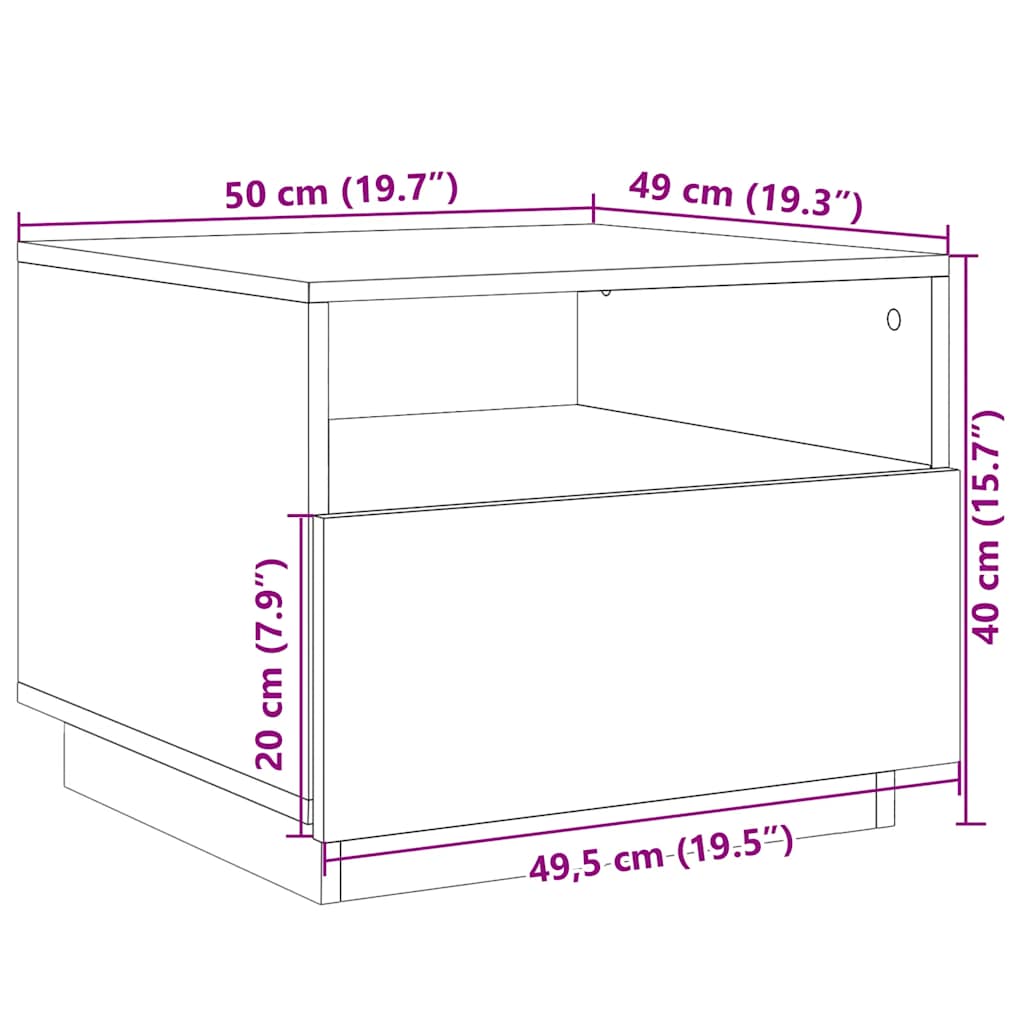 Stolić za kavu s LED svjetlima crni 50 x 49 x 40 cm