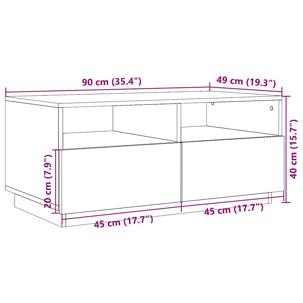 Stolić za kavu s LED svjetlima bijeli 90x49x40 cm