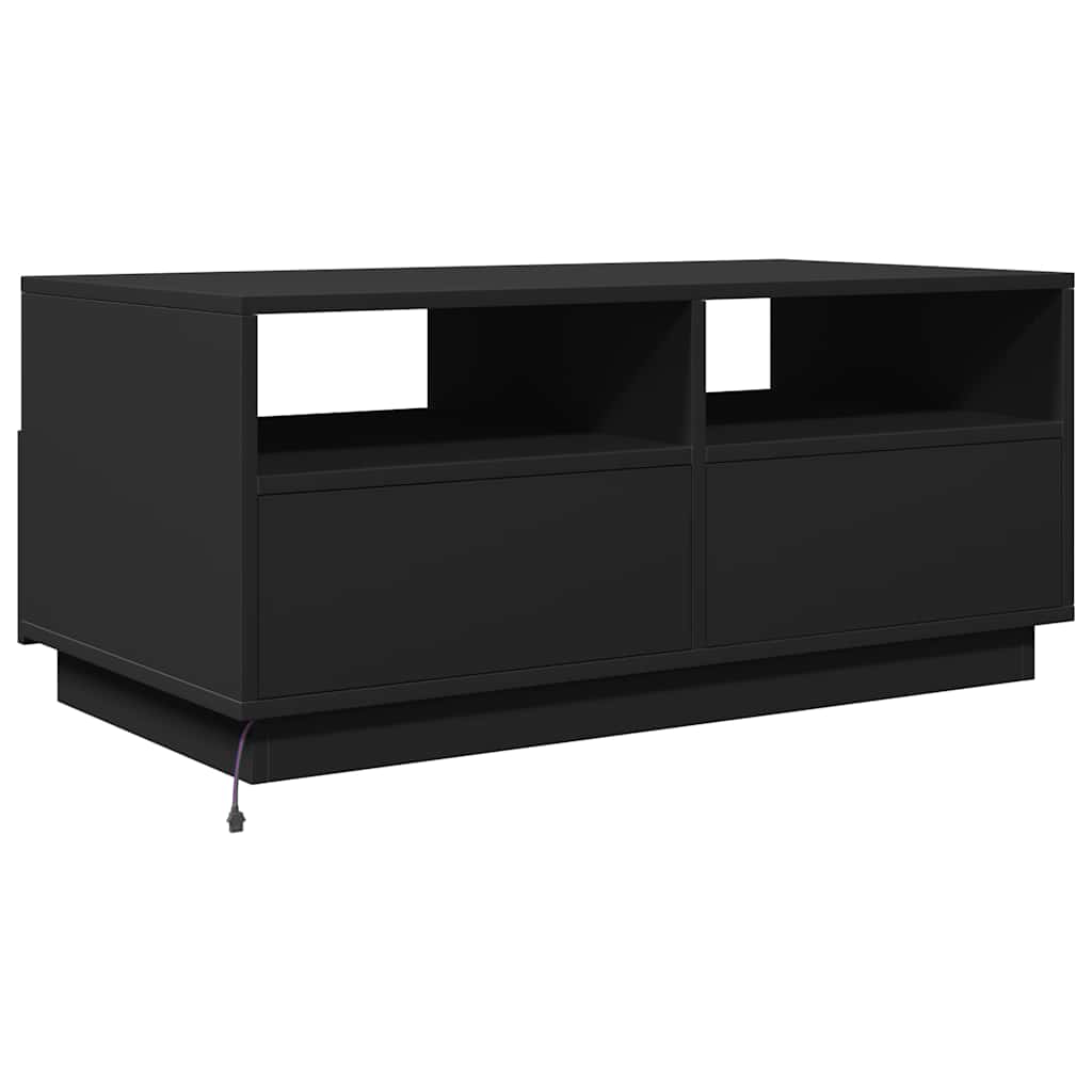 Stolić za kavu s LED svjetlima crni 90x49x40 cm