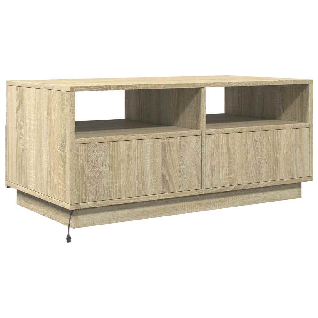 Stolić za kavu s LED svjetlima boja hrasta sonome 90x49x40 cm