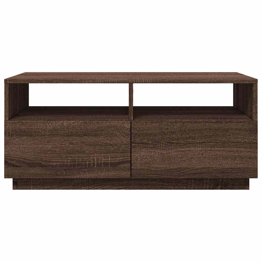 Stolić za kavu s LED svjetlima smeđi hrast 90x49x40 cm