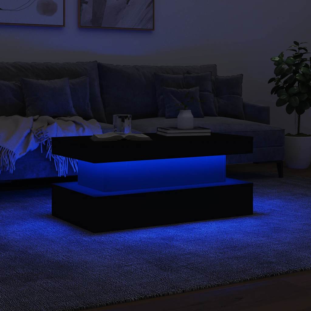 Stolić za kavu s LED svjetlima crni 90 x 50 x 40 cm