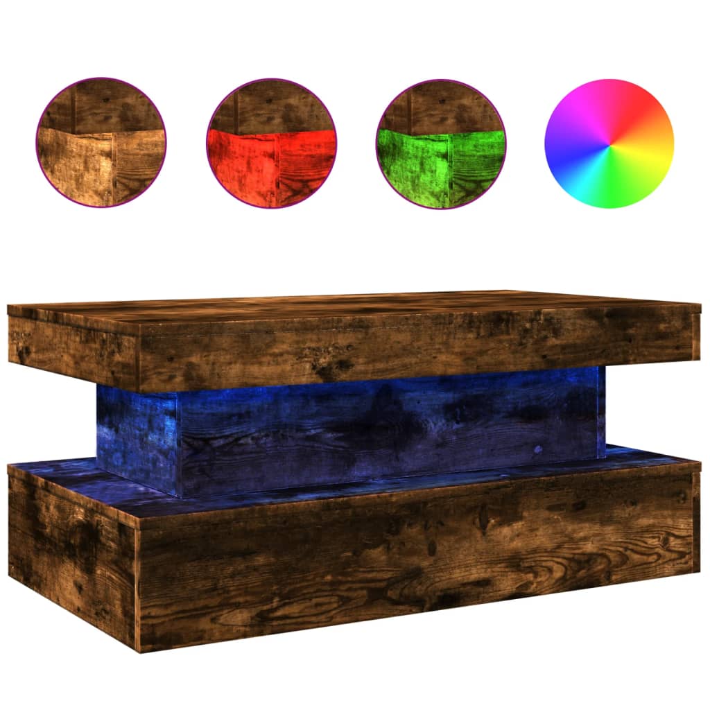Stolić za kavu s LED svjetlima boja hrasta 90 x 50 x 40 cm