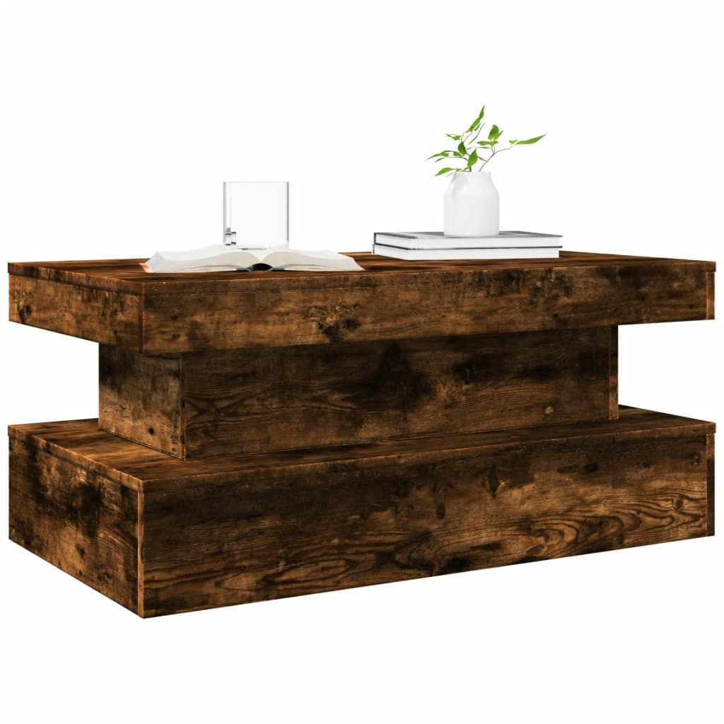 Stolić za kavu s LED svjetlima boja hrasta 90 x 50 x 40 cm