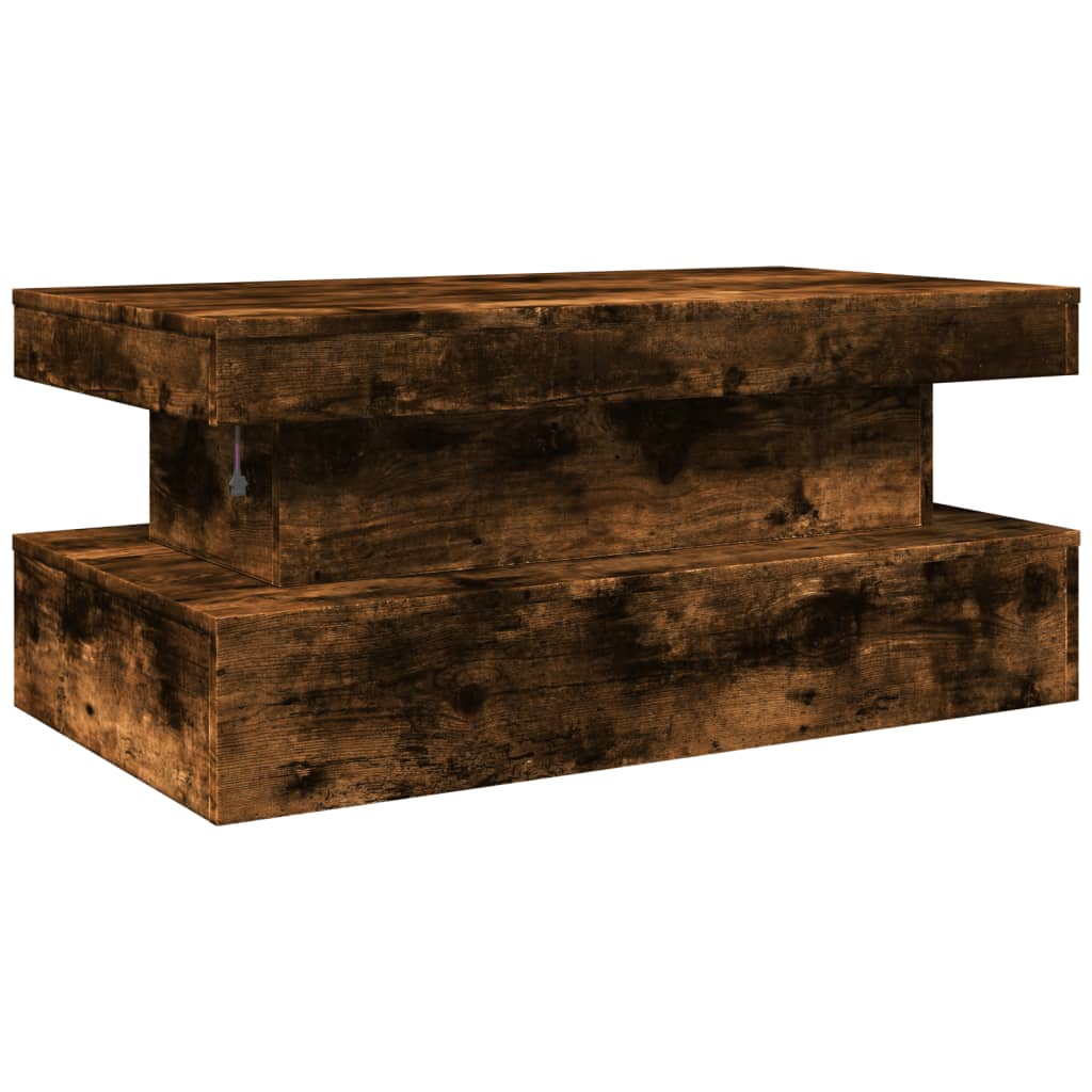Stolić za kavu s LED svjetlima boja hrasta 90 x 50 x 40 cm