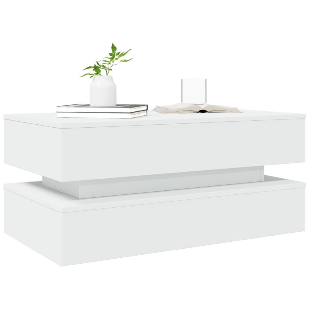 Stolić za kavu s LED svjetlima bijeli 90 x 50 x 40 cm