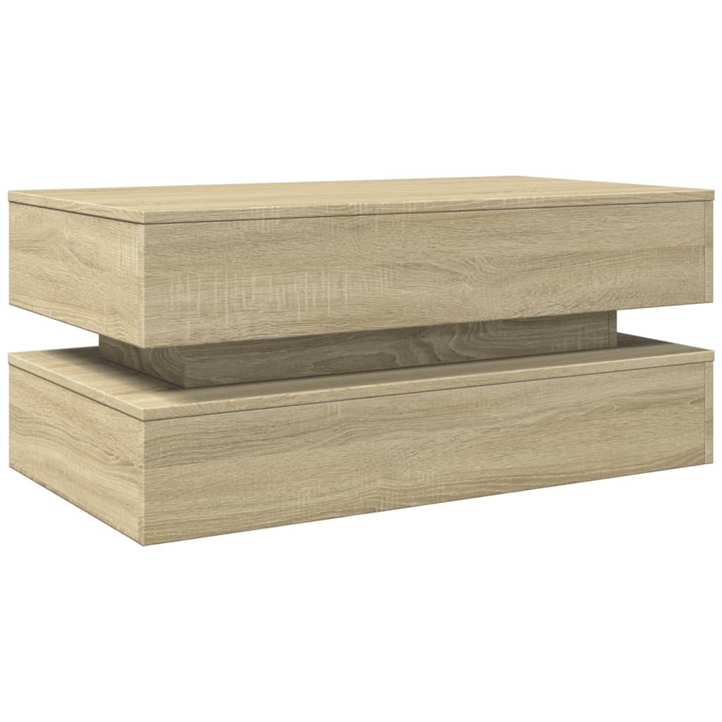 Stolić za kavu s LED svjetlima boja hrasta 90 x 50 x 40 cm Smeđa