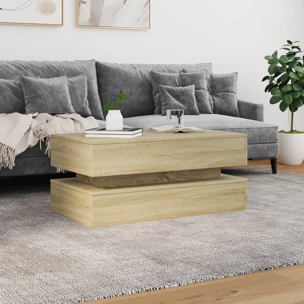 Stolić za kavu s LED svjetlima boja hrasta 90 x 50 x 40 cm
