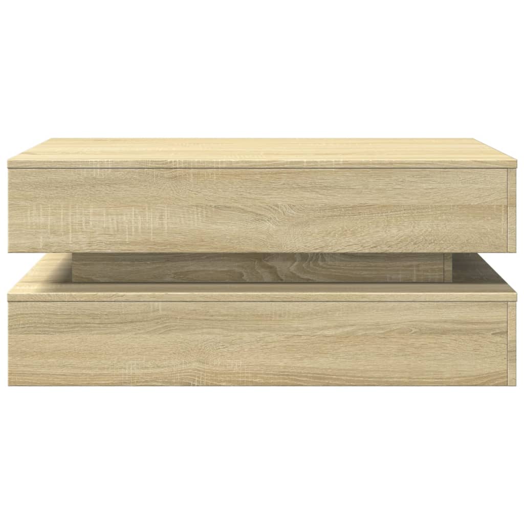 Stolić za kavu s LED svjetlima boja hrasta 90 x 50 x 40 cm Smeđa