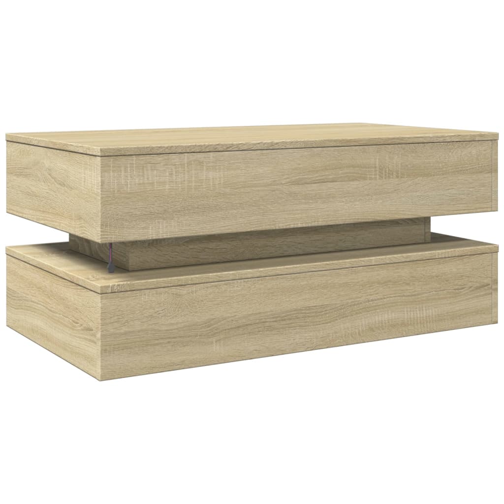 Stolić za kavu s LED svjetlima boja hrasta 90 x 50 x 40 cm Smeđa