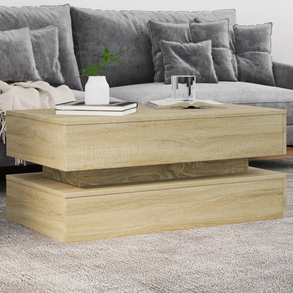 Stolić za kavu s LED svjetlima boja hrasta 90 x 50 x 40 cm Smeđa