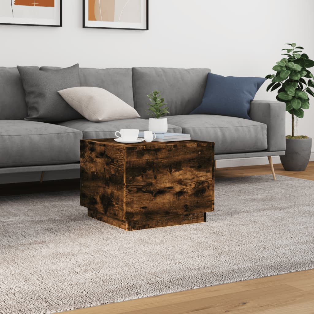 Ormarić za uzglavlje LED boja dimljenog hrasta 50x50x40 cm
