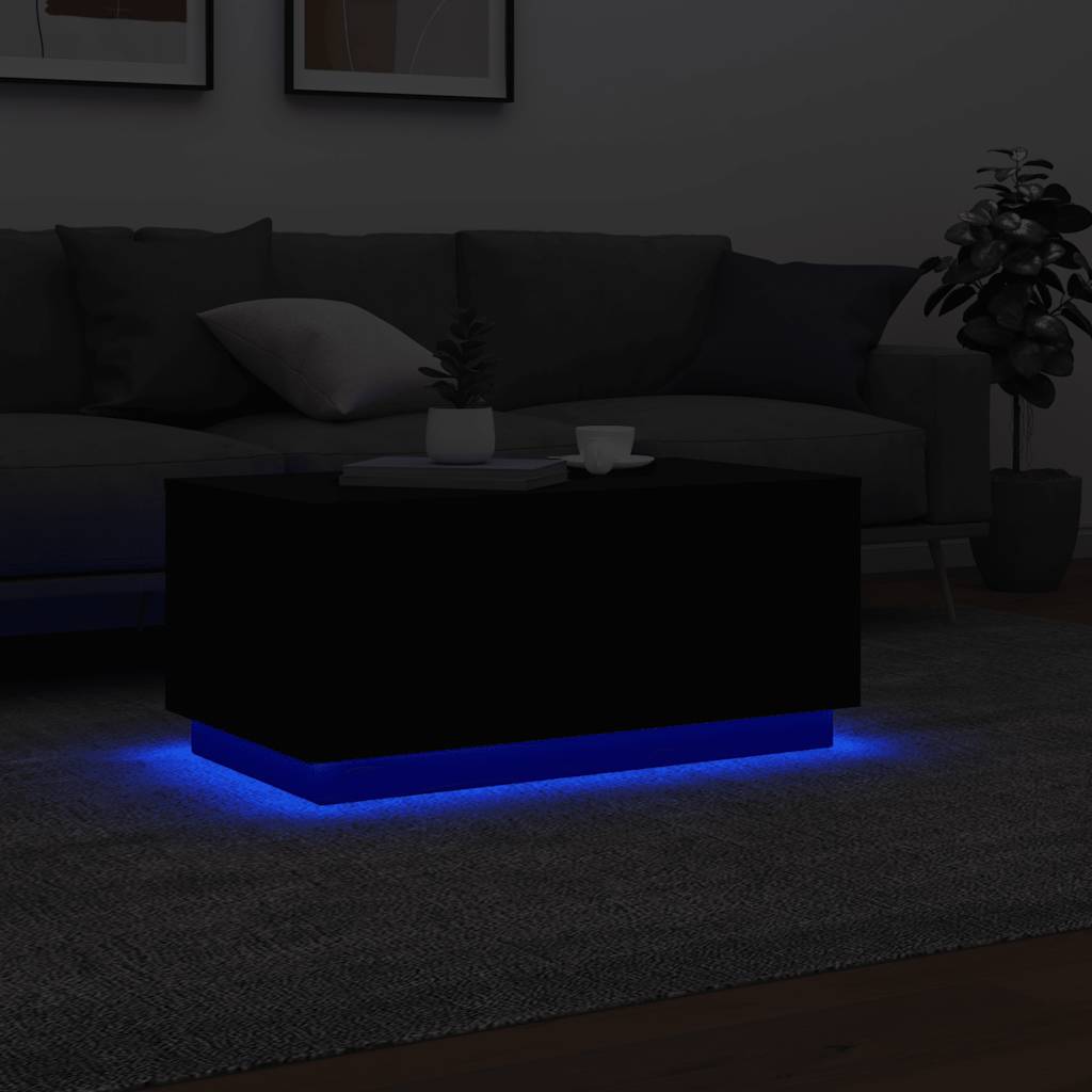 Stolić za kavu s LED svjetlima crni 90 x 50 x 40 cm