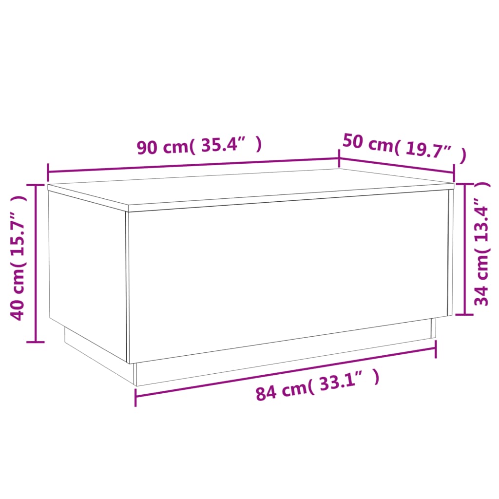 Stolić za kavu s LED svjetlima siva boja betona 90 x 50 x 40 cm