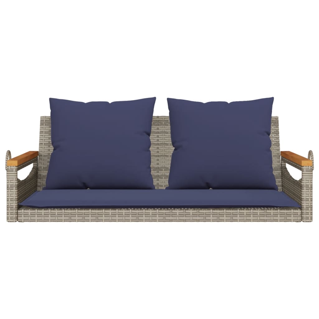 Klupa za ljuljanje s jastucima siva 109x62x40 cm od poliratana