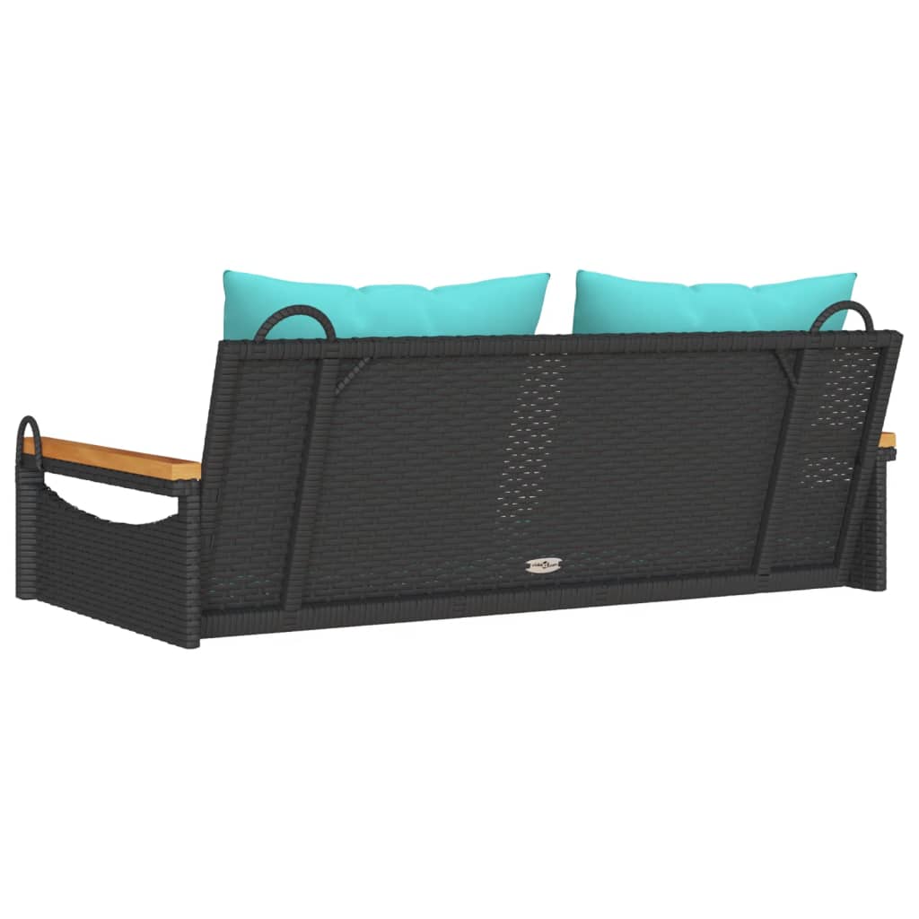 Klupa za ljuljanje s jastucima crna 109x62x40 cm od poliratana