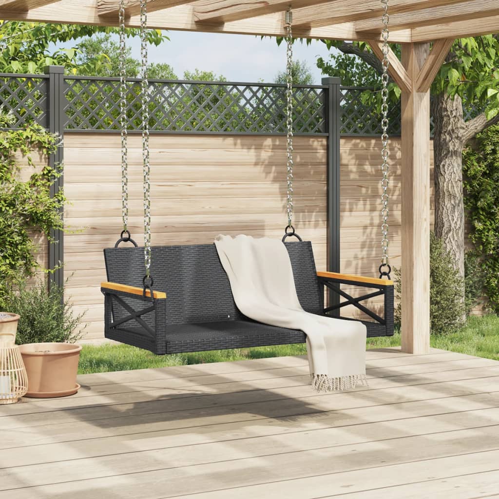 Klupa za ljuljanje crna 109 x 62 x 40 cm od poliratana