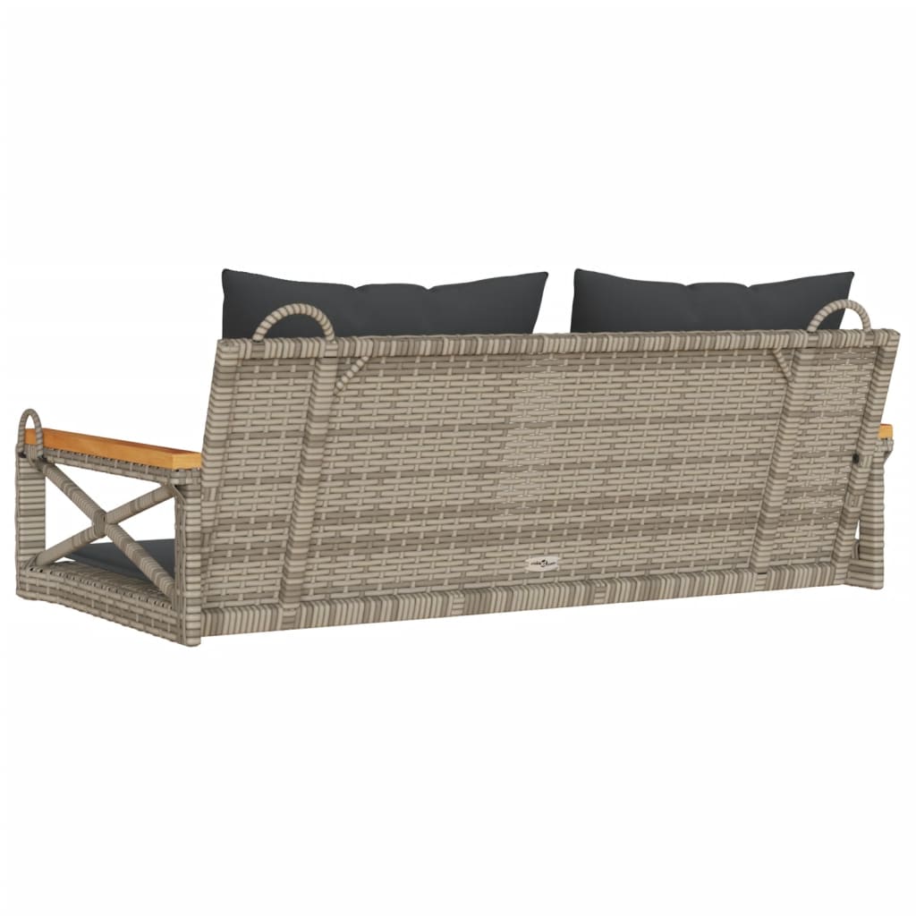 Klupa za ljuljanje s jastucima siva 109x62x40 cm od poliratana
