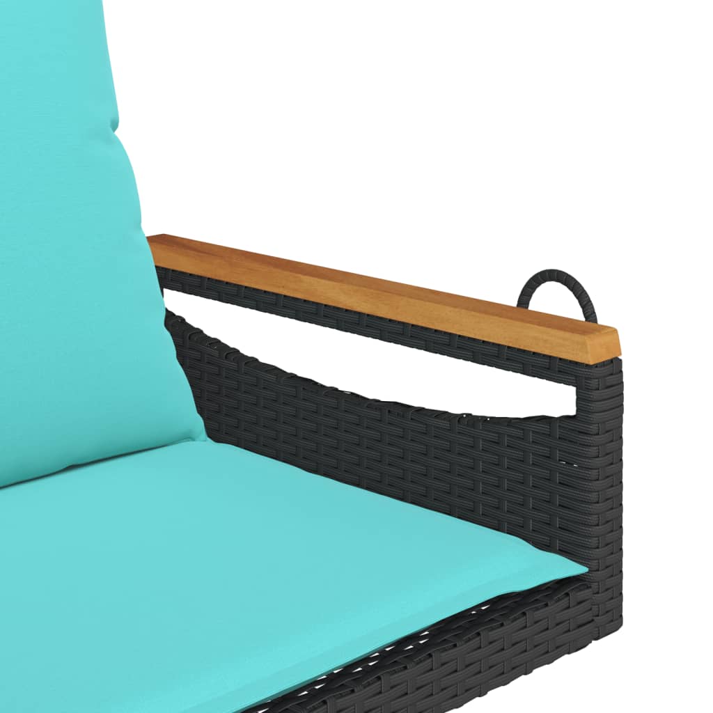 Klupa za ljuljanje s jastucima crna 63x62x40 cm od poliratana