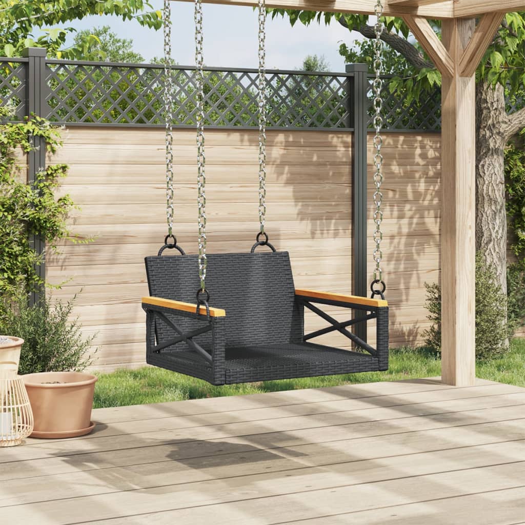 Klupa za ljuljanje crna 63 x 62 x 40 cm od poliratana