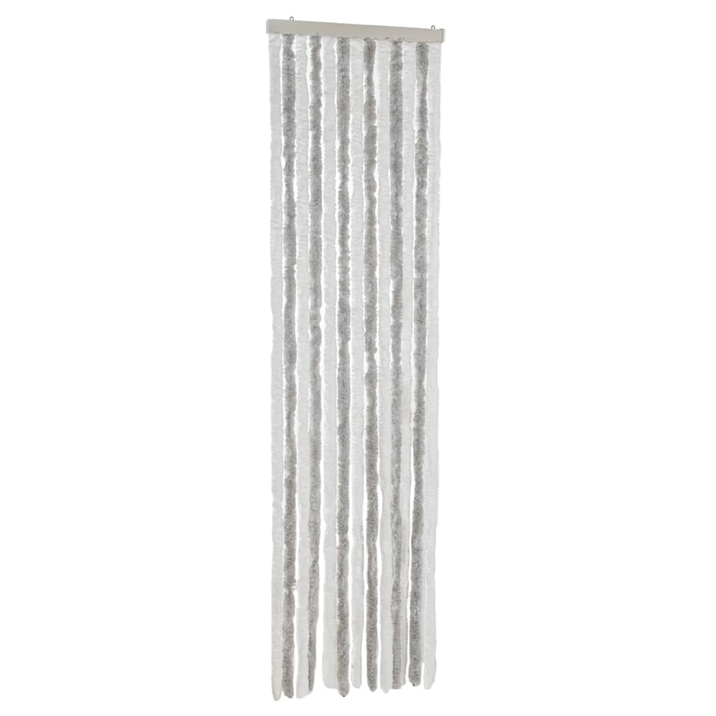 Zastor protiv muha svjetlosivi i bijeli 56x200 cm od šenila