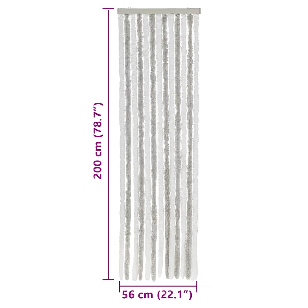 Zastor protiv muha svjetlosivi i bijeli 56x200 cm od šenila