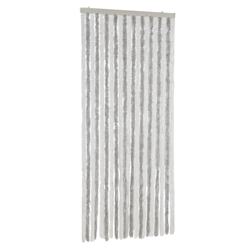 Zastor protiv muha svjetlosivi i bijeli 90 x 200 cm od šenila
