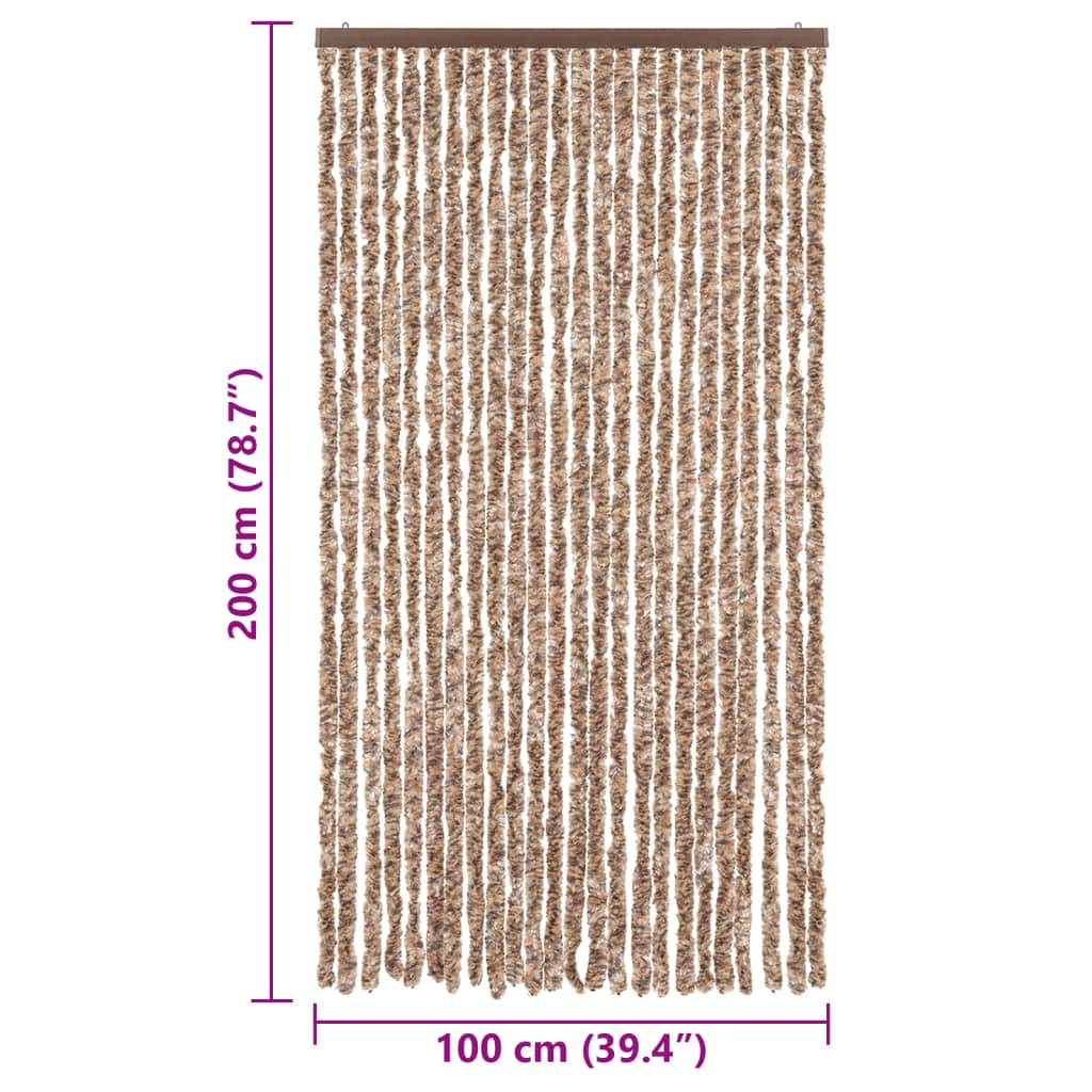 Zastor protiv muha bež-tamnosmeđi 100 x 200 cm od šenila