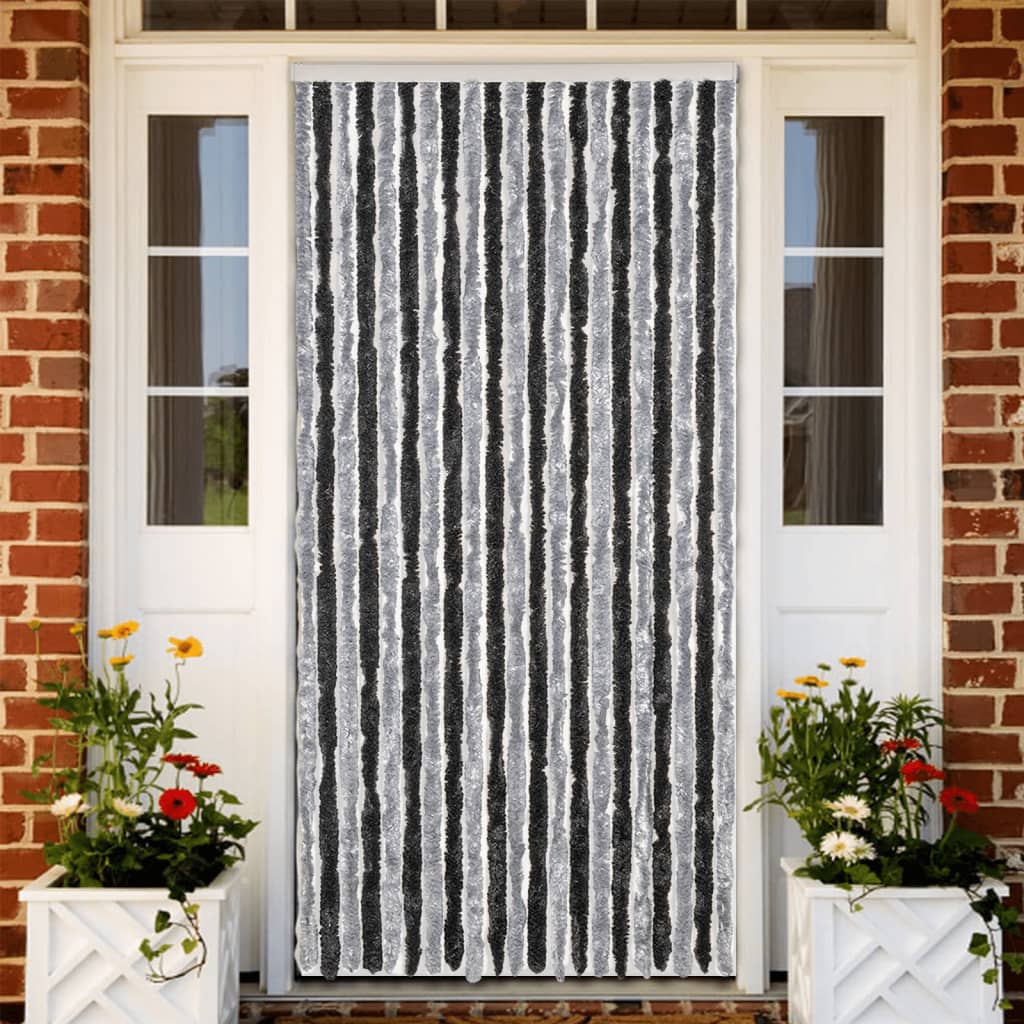 Zastor protiv muha sivo-crni 90 x 220 cm od šenila