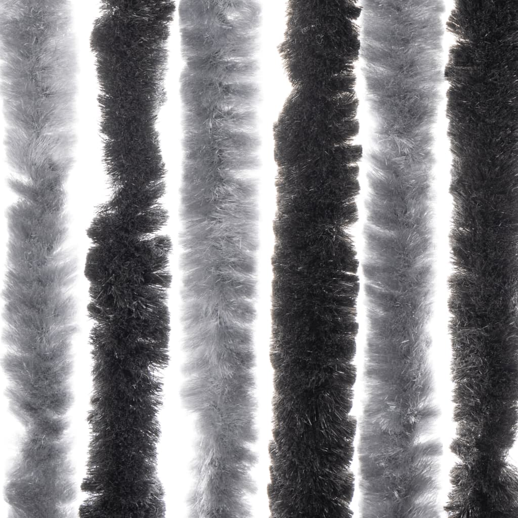 Zastor protiv muha sivo-crni 100 x 220 cm od šenila