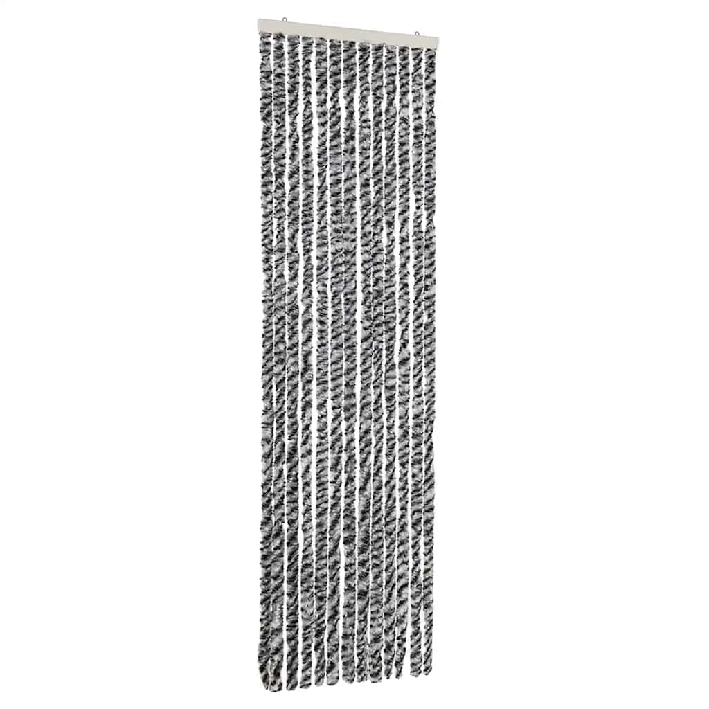 Zastor protiv muha sivi i crno-bijeli 56x200 cm od šenila