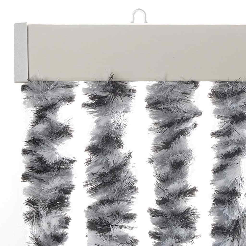 Zastor protiv muha sivi i crno-bijeli 56x200 cm od šenila