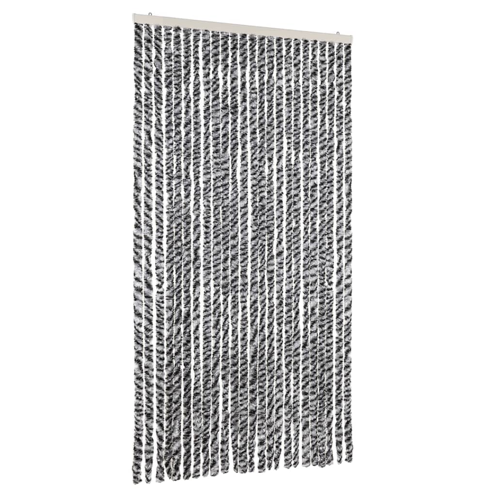 Zastor protiv muha sivi i crno-bijeli 100 x 230 cm od šenila