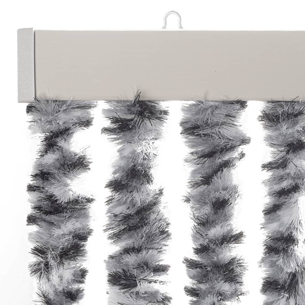 Zastor protiv muha sivi i crno-bijeli 100 x 230 cm od šenila